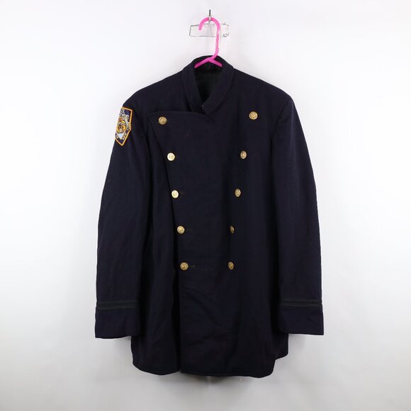 Vtg 50s 60s Merson Mens 44R NYPD New York Police Double Breasted Jacket Wool USA